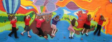 colourful image of school children