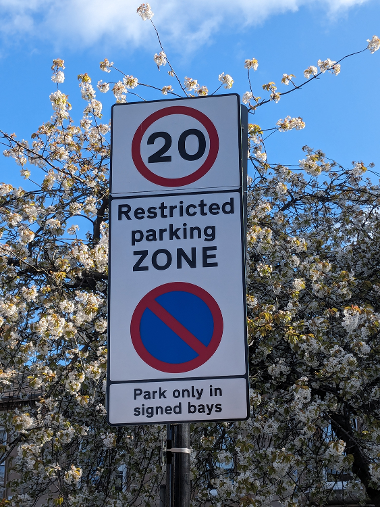 Restricted Parking Zone Sign