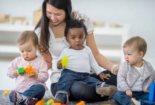 Childminder with three children