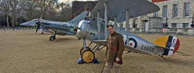 RAF fighters from WW1 to the present day, together with crews in period uniform