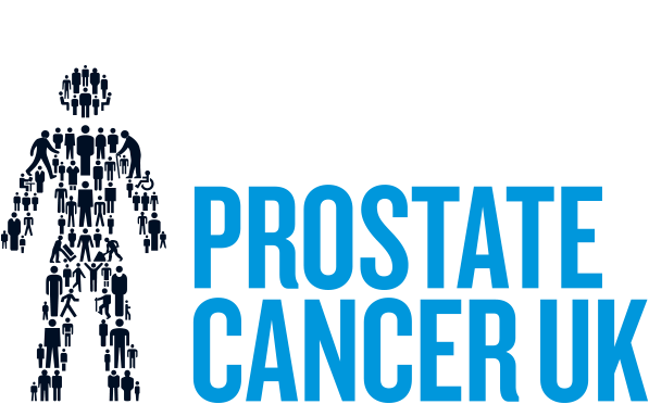 Prostate Cancer UK logo with the outline of a person made up of images of lots of smaller people